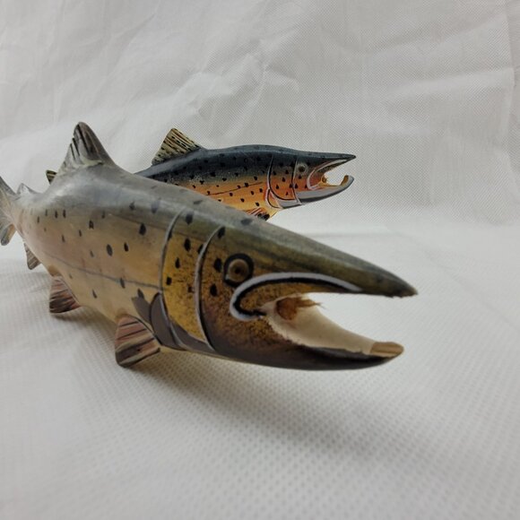 3 Wooden Fishes Realistic Painted Wood Fish Art Decor Display Sculpture Man Cave - Picture 10 of 15